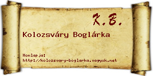 Kolozsváry Boglárka névjegykártya
